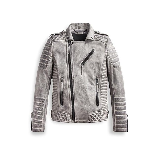 Smoke Gray Distressed Mens Designer Leather Jacket