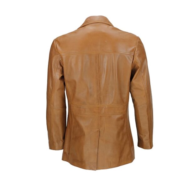 Tan Brown Vintage Military Style Leather Blazer