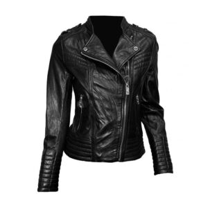 Women Black Stylish Sheepskin Leather Jacket