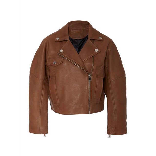 Women Brown Waxed Leather Jacket