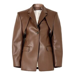 Women Convertible Sheepskin Leather Blazer