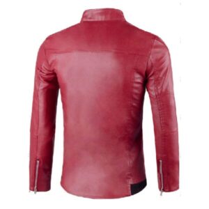 Men’s Flap Button Embellished Leather Jacket