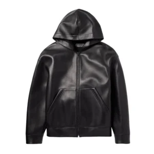 Black Hooded Leather Jacket Men