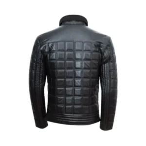 Black Men’s Quilted Sheepskin Leather Jacket