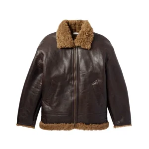 Men’s Brown Faux Sherpa Fur Leather Jacket