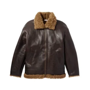 Men’s Brown Faux Sherpa Fur Leather Jacket