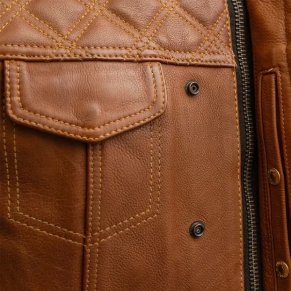 Men Quilted Leather Jacket