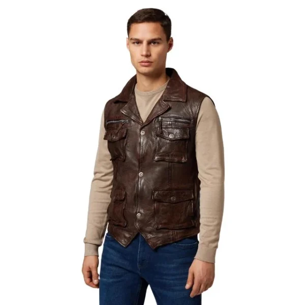 Western Cowboy Leather Vest