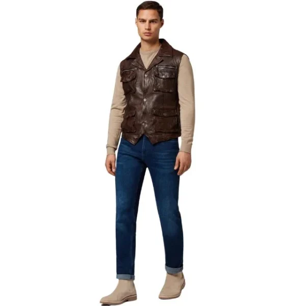 Western Cowboy Leather Vest