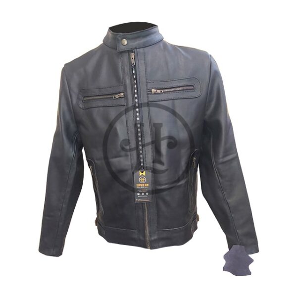 Men Top-Grain Leather Motorcycle Sheepskin Jacket