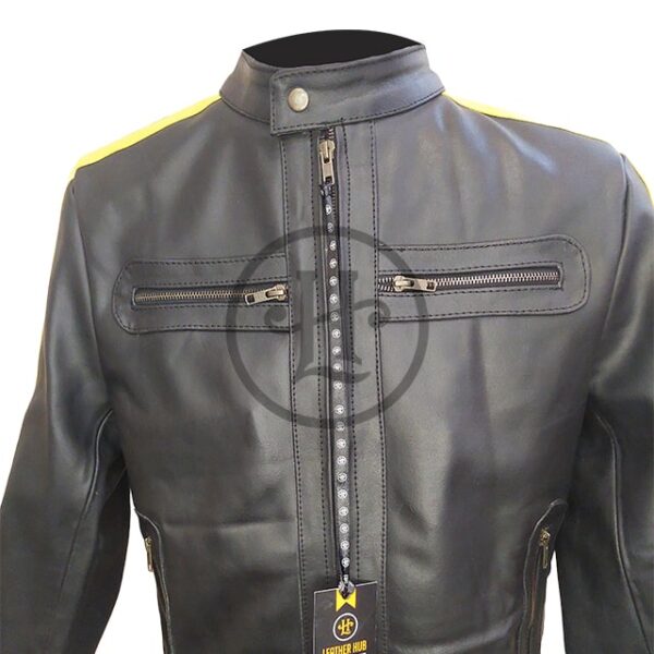 Men Top-Grain Leather Motorcycle Sheepskin Jacket