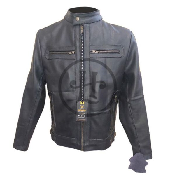 Men Top-Grain Leather Motorcycle Sheepskin Jacket