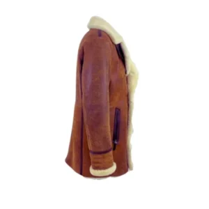 Double Breasted B3 Bomber Distressed Shearling-Style Coat