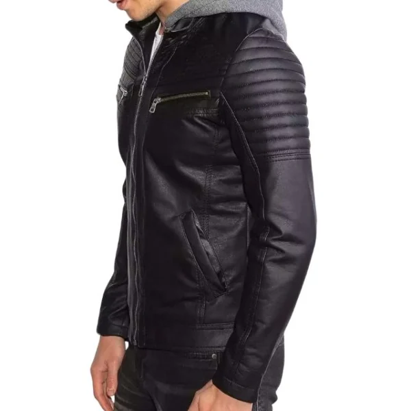 100% Genuine Leather Retro Vibes Hoodie for Men