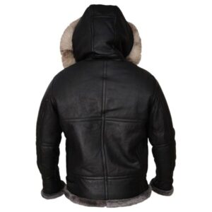 Shearling-Style Leather Hoodie