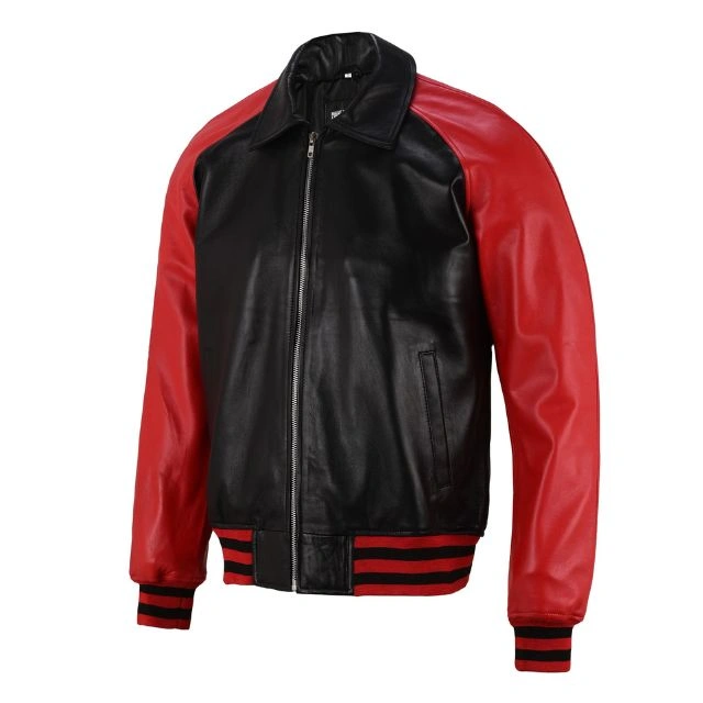 Men’s Sheepskin Bomber Baseball Varsity Jacket