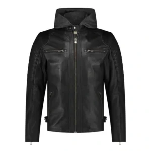 Real Sheepskin Mens Casual Jacket With Removable Hood