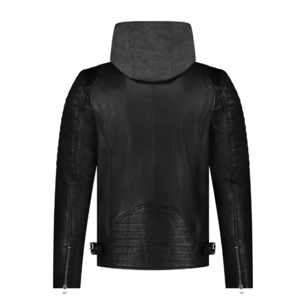 Real Sheepskin Mens Casual Jacket With Removable Hood