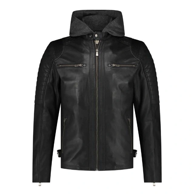Real Sheepskin Mens Casual Jacket With Removable Hood