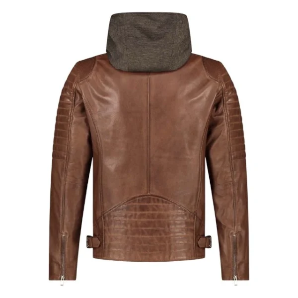 Real Sheepskin Mens Casual Jacket With Removable Hood