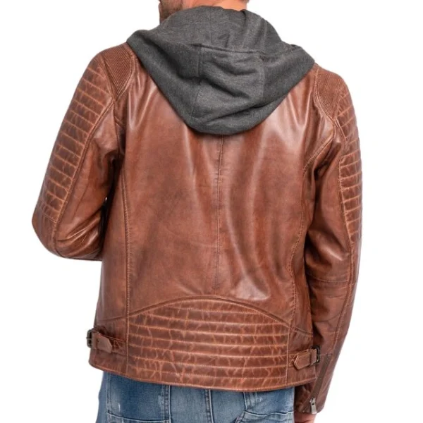 Real Sheepskin Mens Casual Jacket With Removable Hood