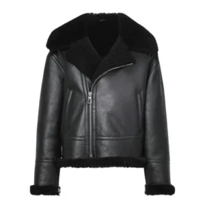 Women Faux Shearling Lined Leather Jacket
