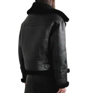 Women Faux Shearling Lined Leather Jacket