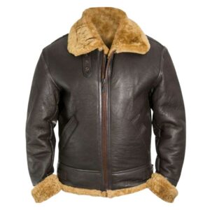 Brown Shearling-Style Sheepskin Leather Jacket