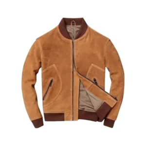 Men’s Tan Suede Bomber Jacket