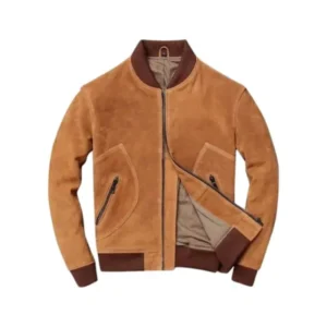 Men’s Tan Suede Bomber Jacket