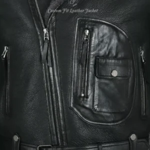 Men’s Black RAF B3 Pilot Leather Jacket with Black Faux Fur