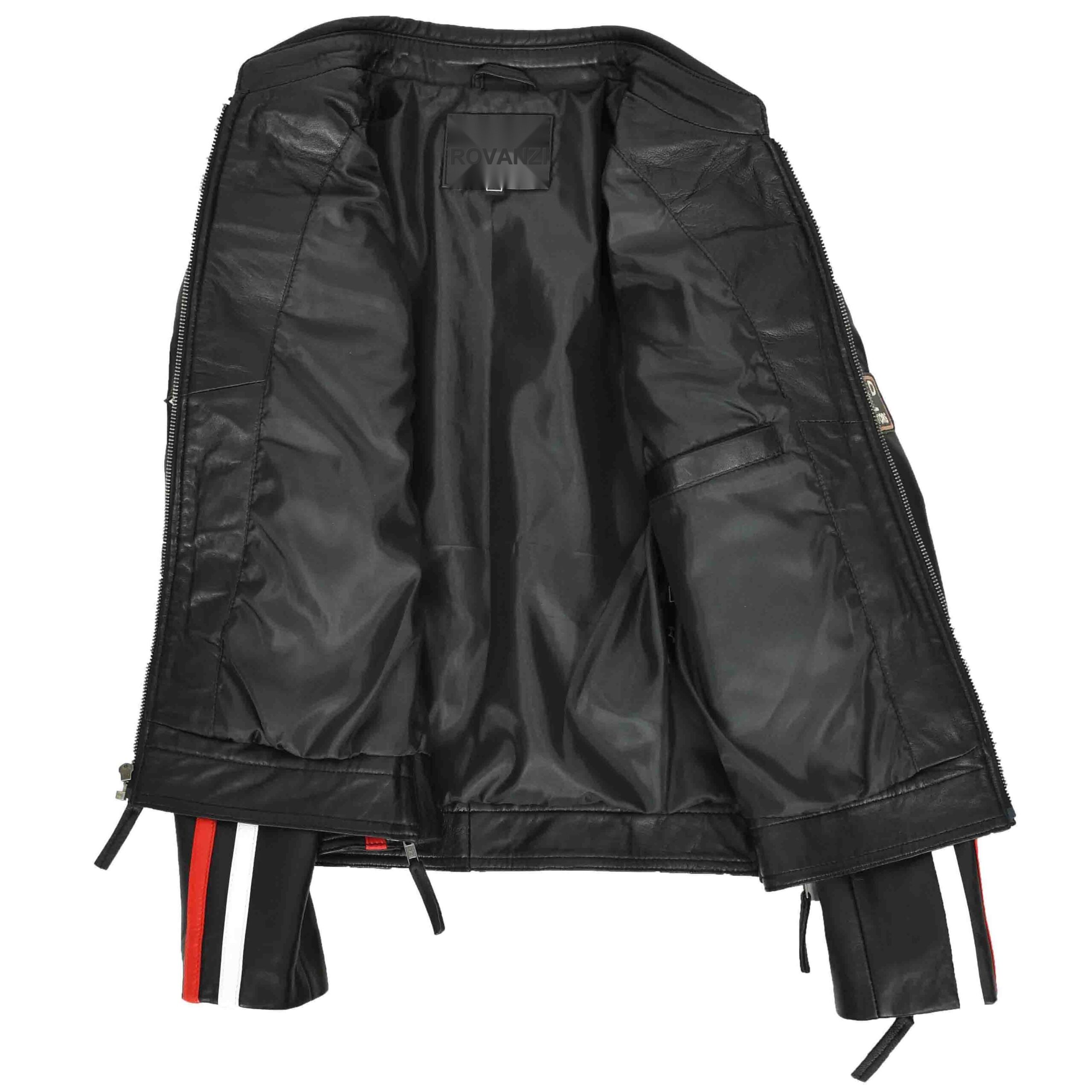 BUNERI Women's Leather Cafe Racer Biker Jacket Motorcycle Badges Black – 6