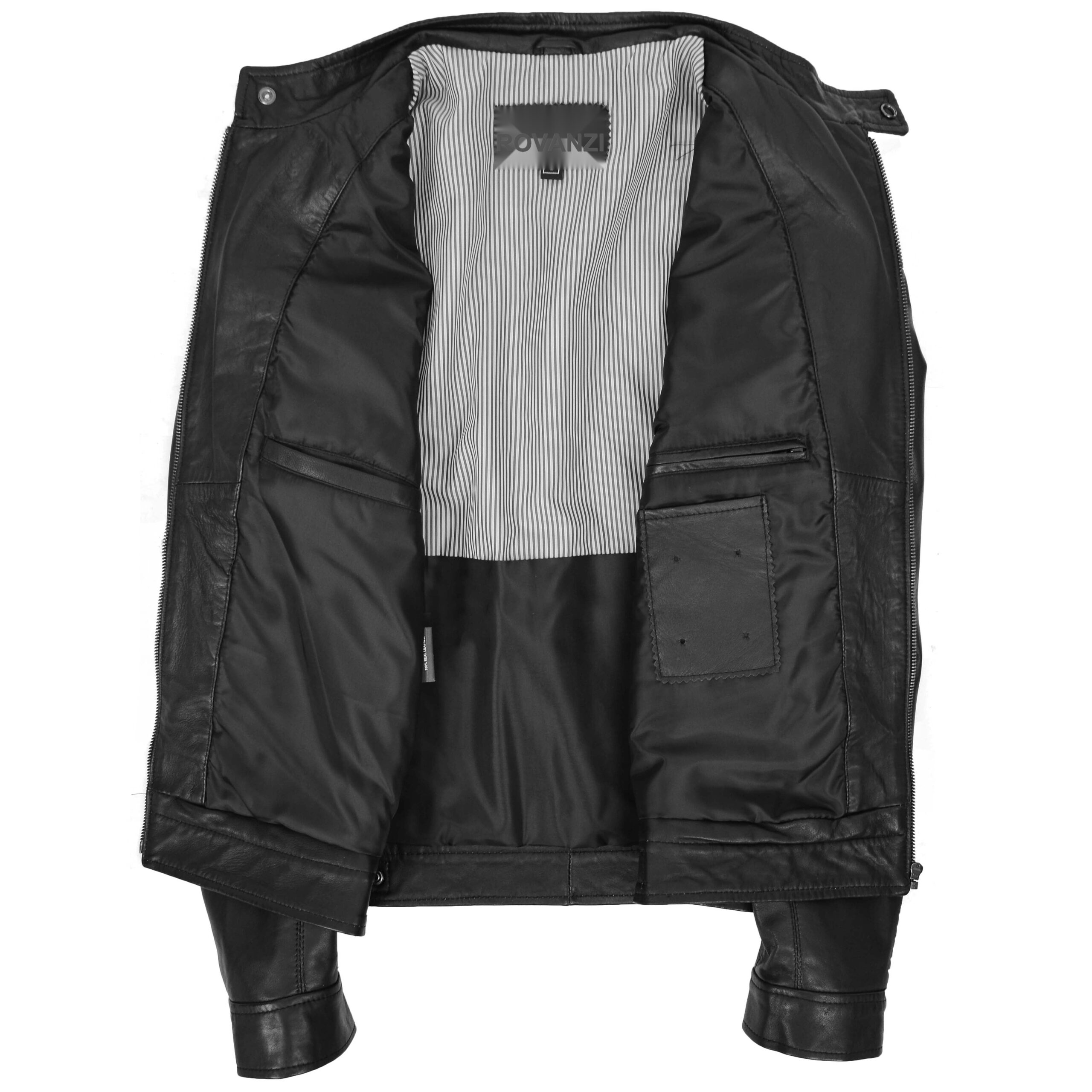 BUNERI Men's Biker Soft Casual Leather Jacket Black – 6