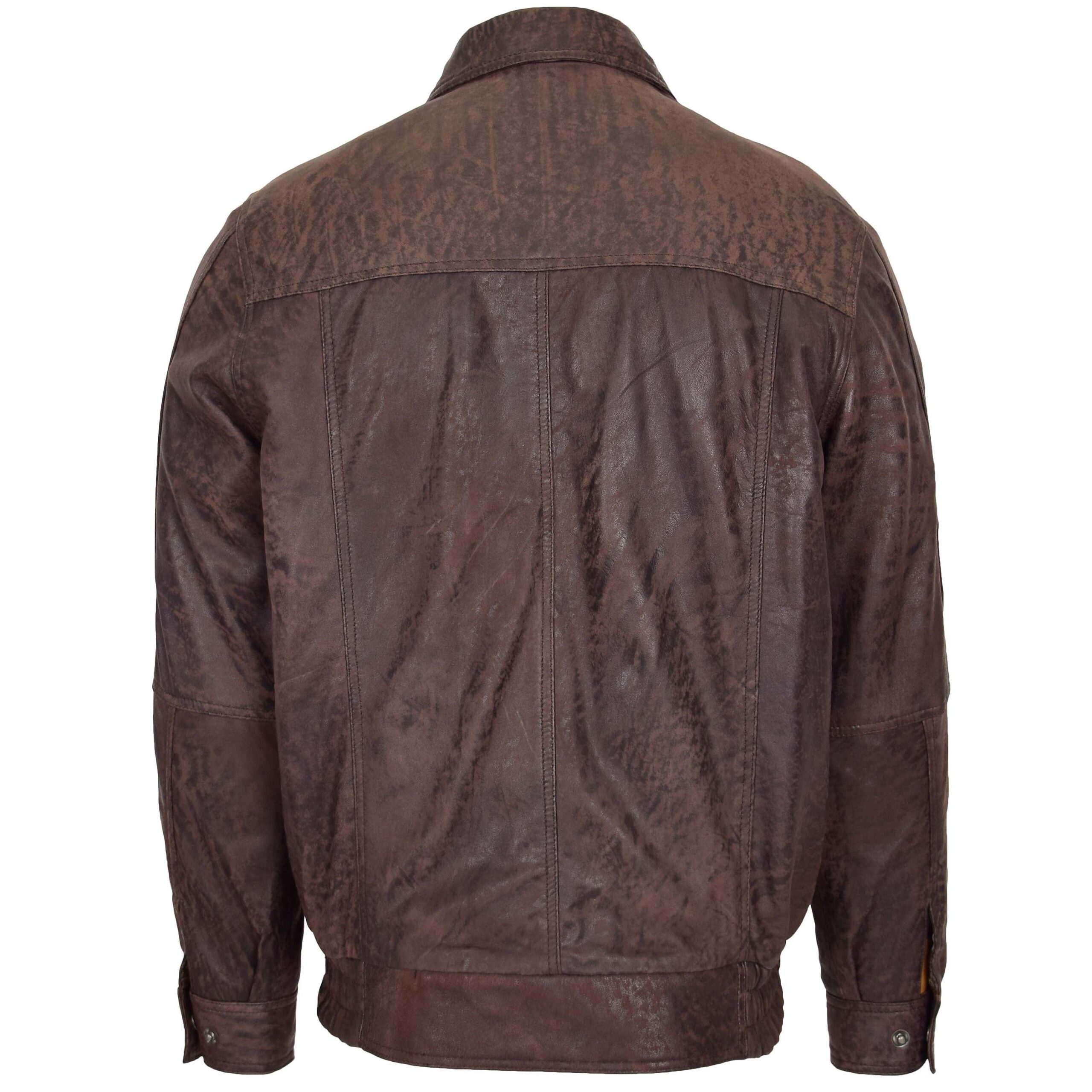 BUNERI Brown Nubuck Classic Style Leather Bomber Jacket – 2