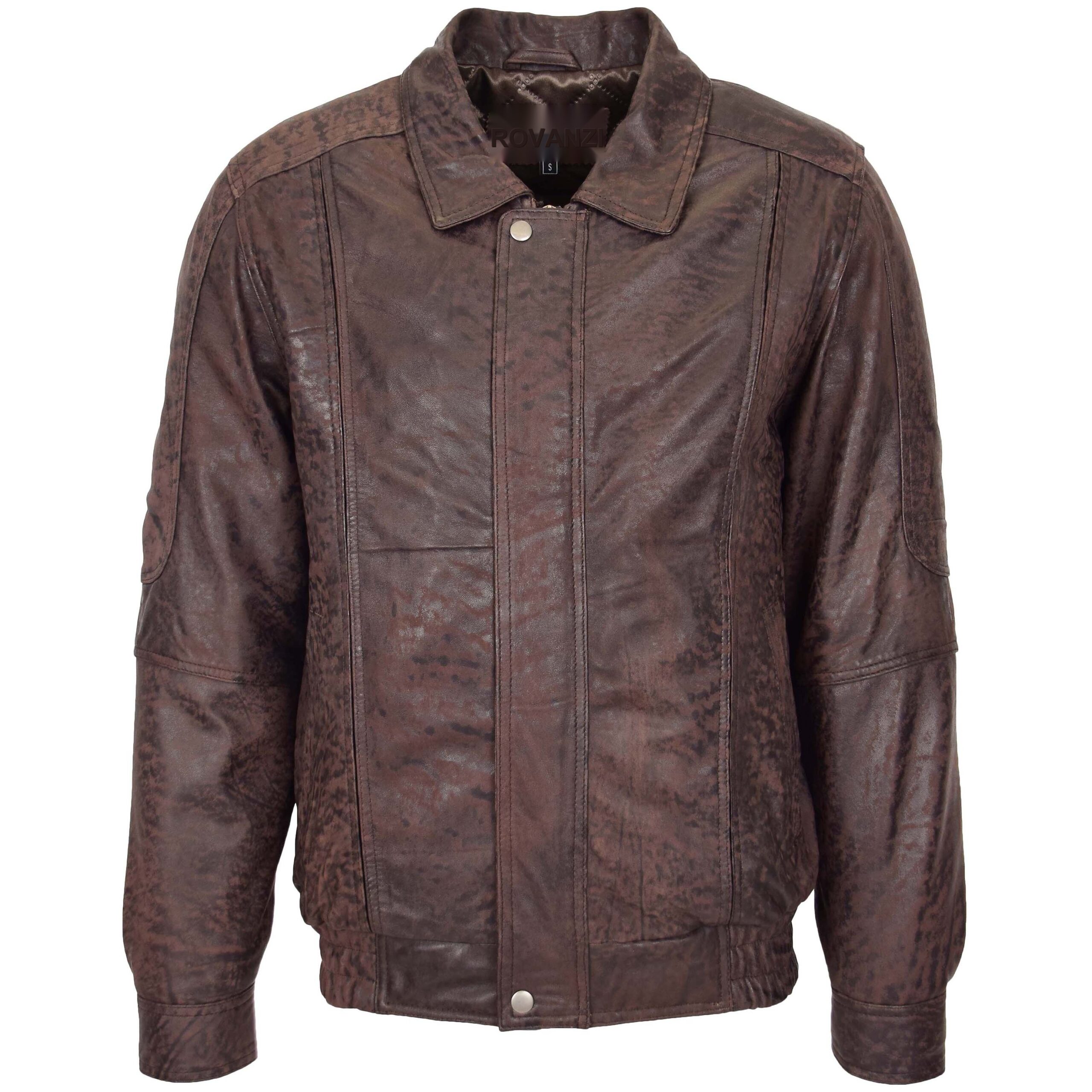 BUNERI Brown Nubuck Classic Style Leather Bomber Jacket – 3