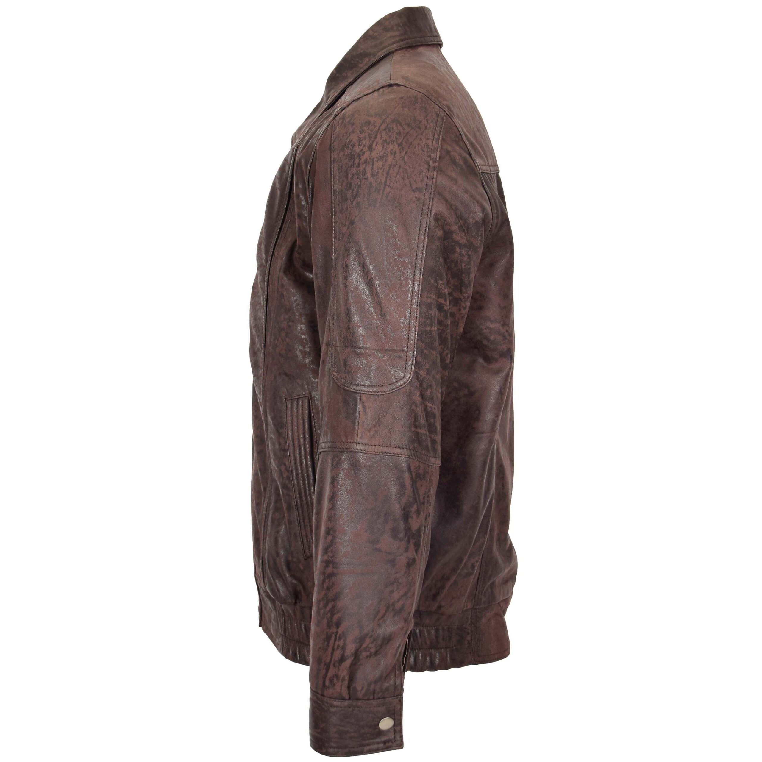 BUNERI Brown Nubuck Classic Style Leather Bomber Jacket – 5