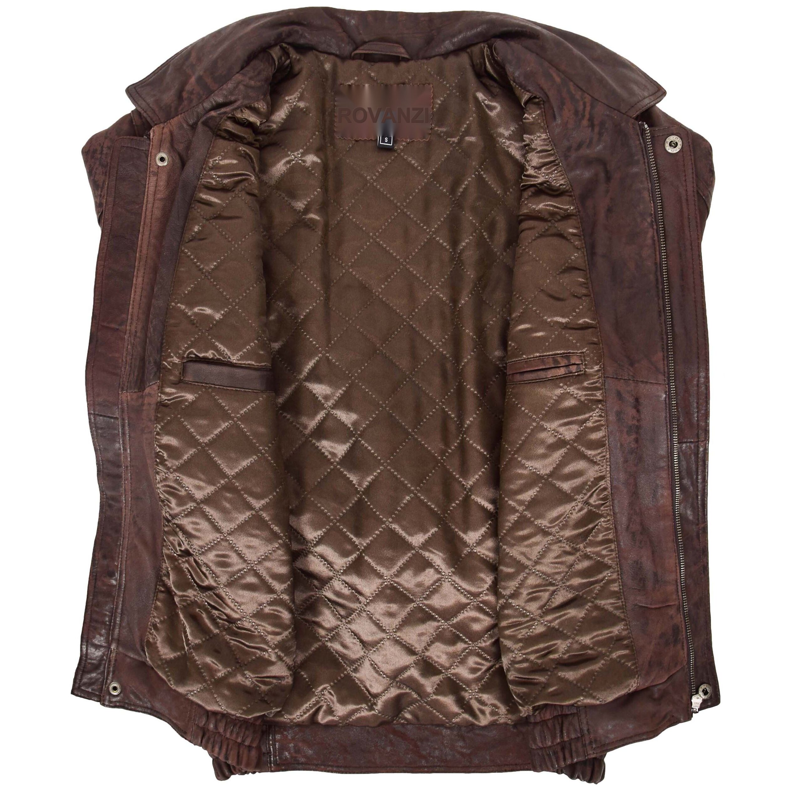 BUNERI Brown Nubuck Classic Style Leather Bomber Jacket – 6