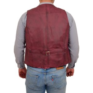 BUNERI Men’s Burgundy Leather Vest