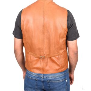 BUNERI Men’s Tan Leather Vest