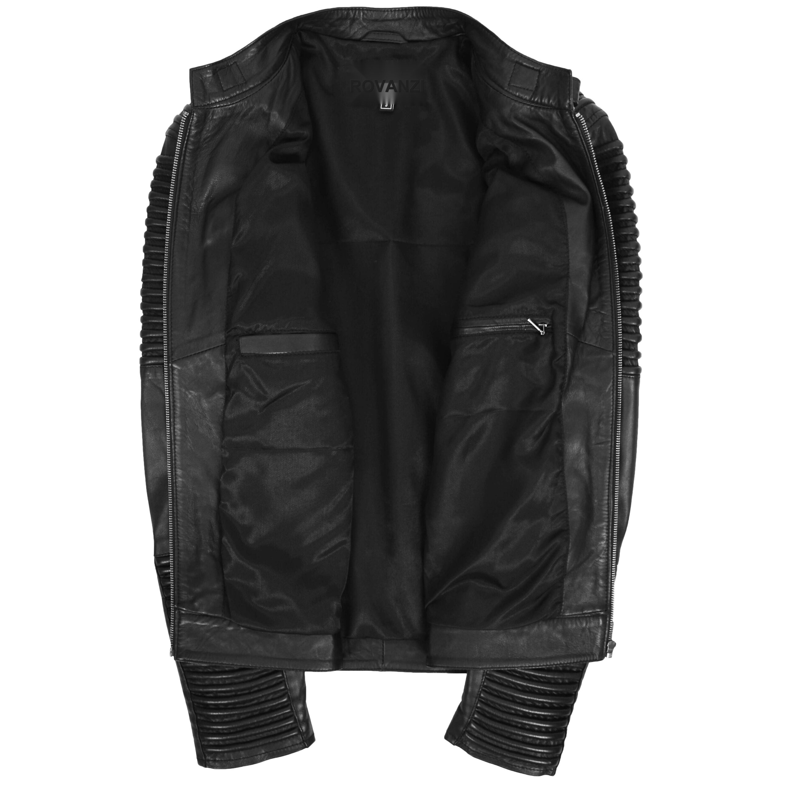 BUNERI Men's Casual Soft Leather Biker Jacket Black – 6