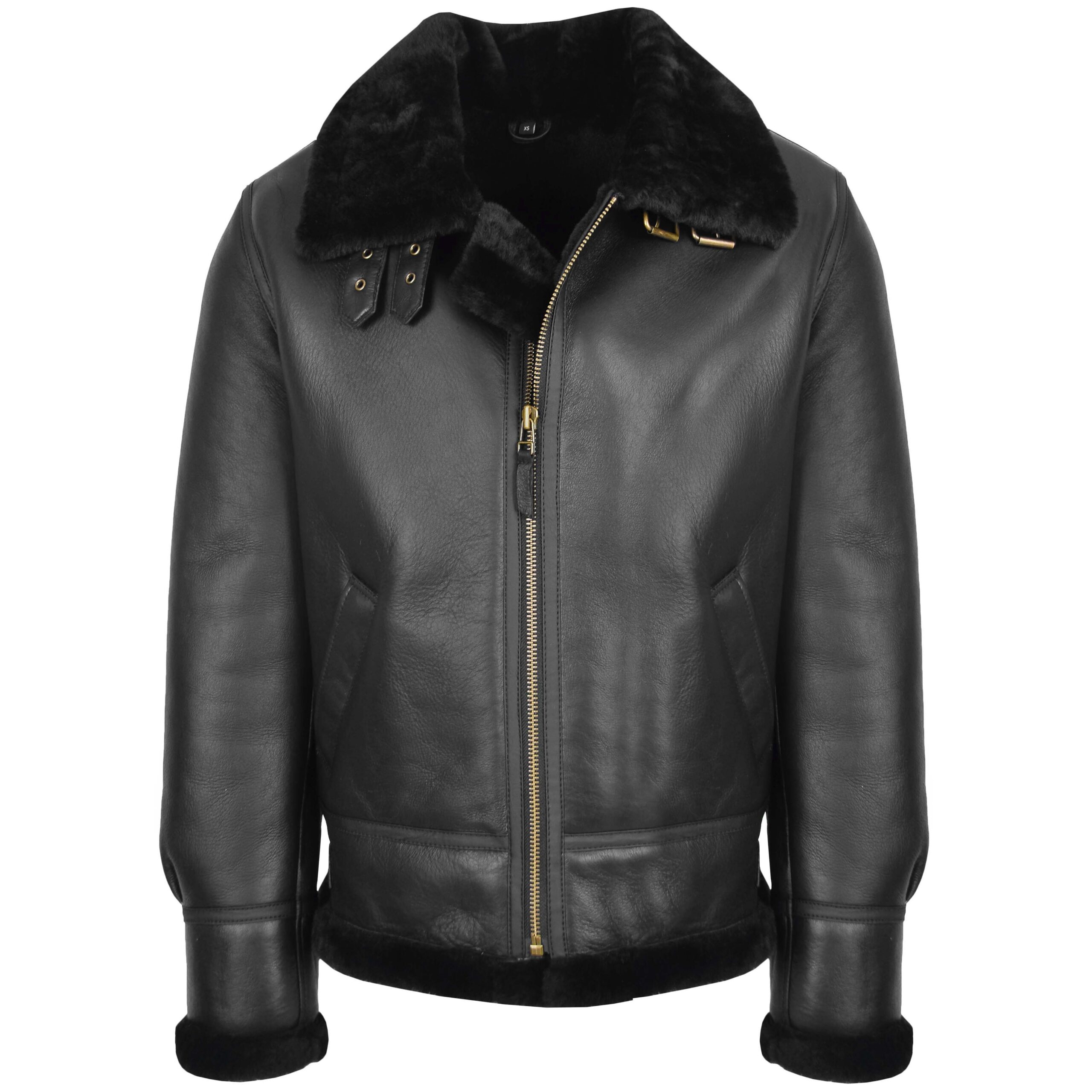 BUNERI B3 Classic Men's Original Sheepskin Jacket Black
