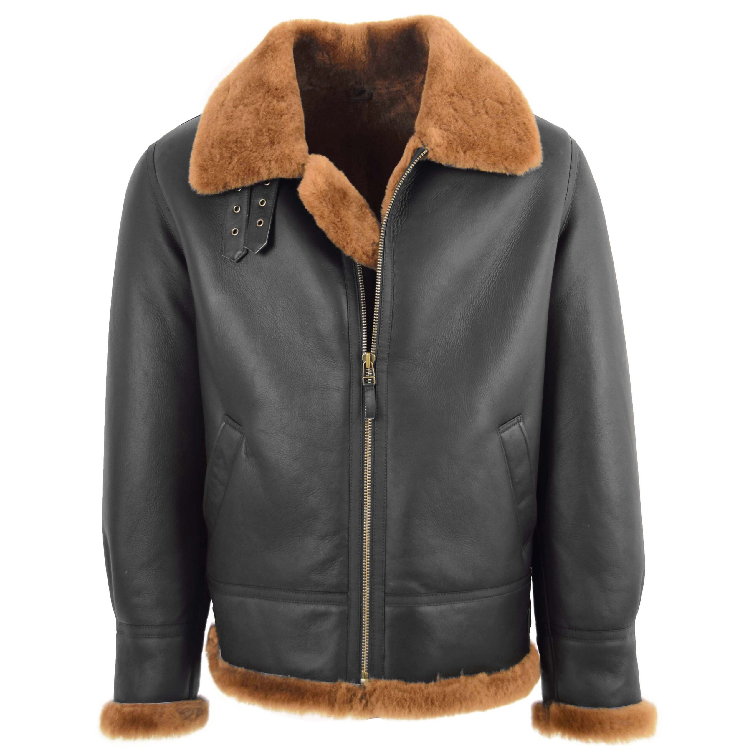 BUNERI Classic B3 Men's Original Sheepskin Jacket Brown Ginger