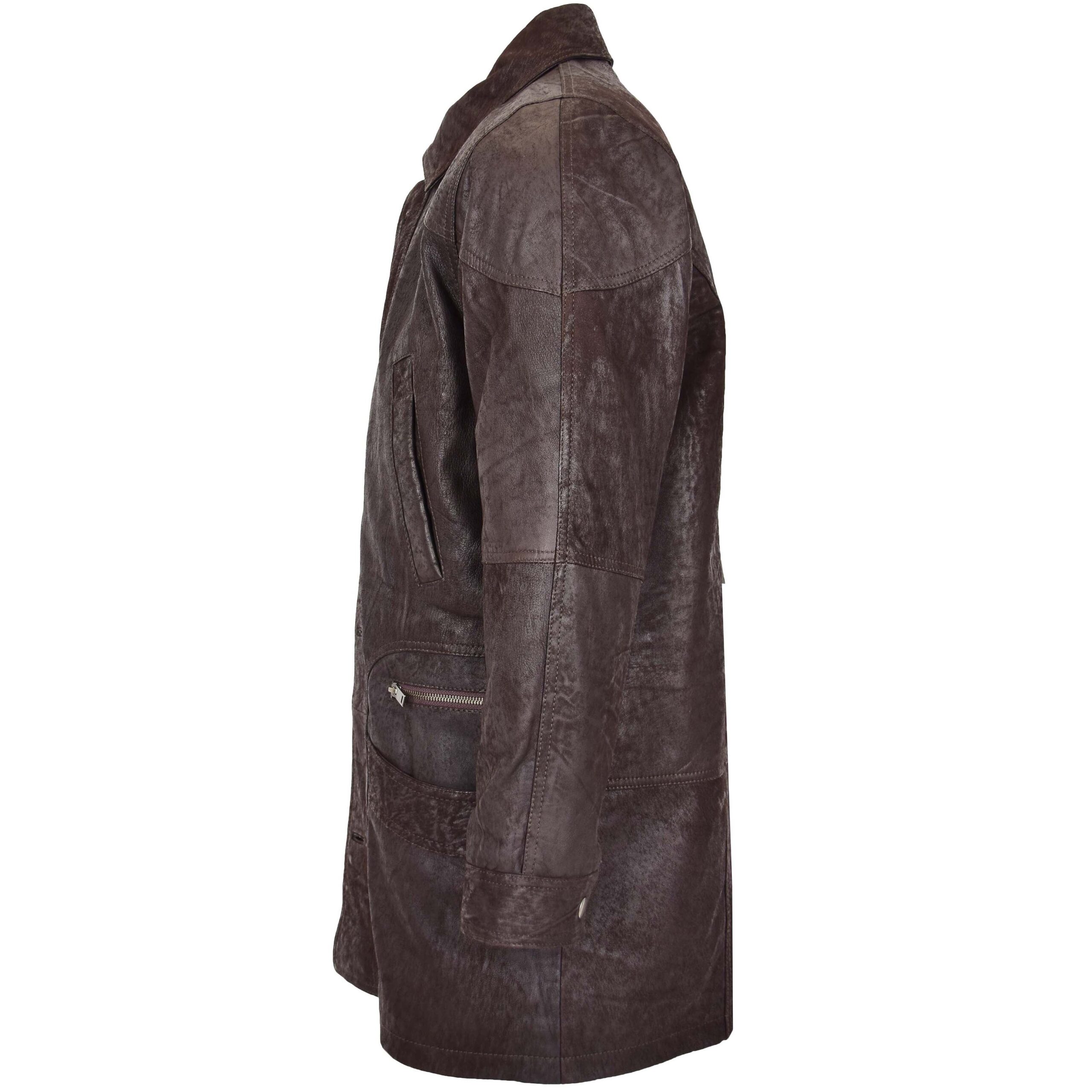 BUNERI M2 Brown Classic Leather Winter Car Coat – 5