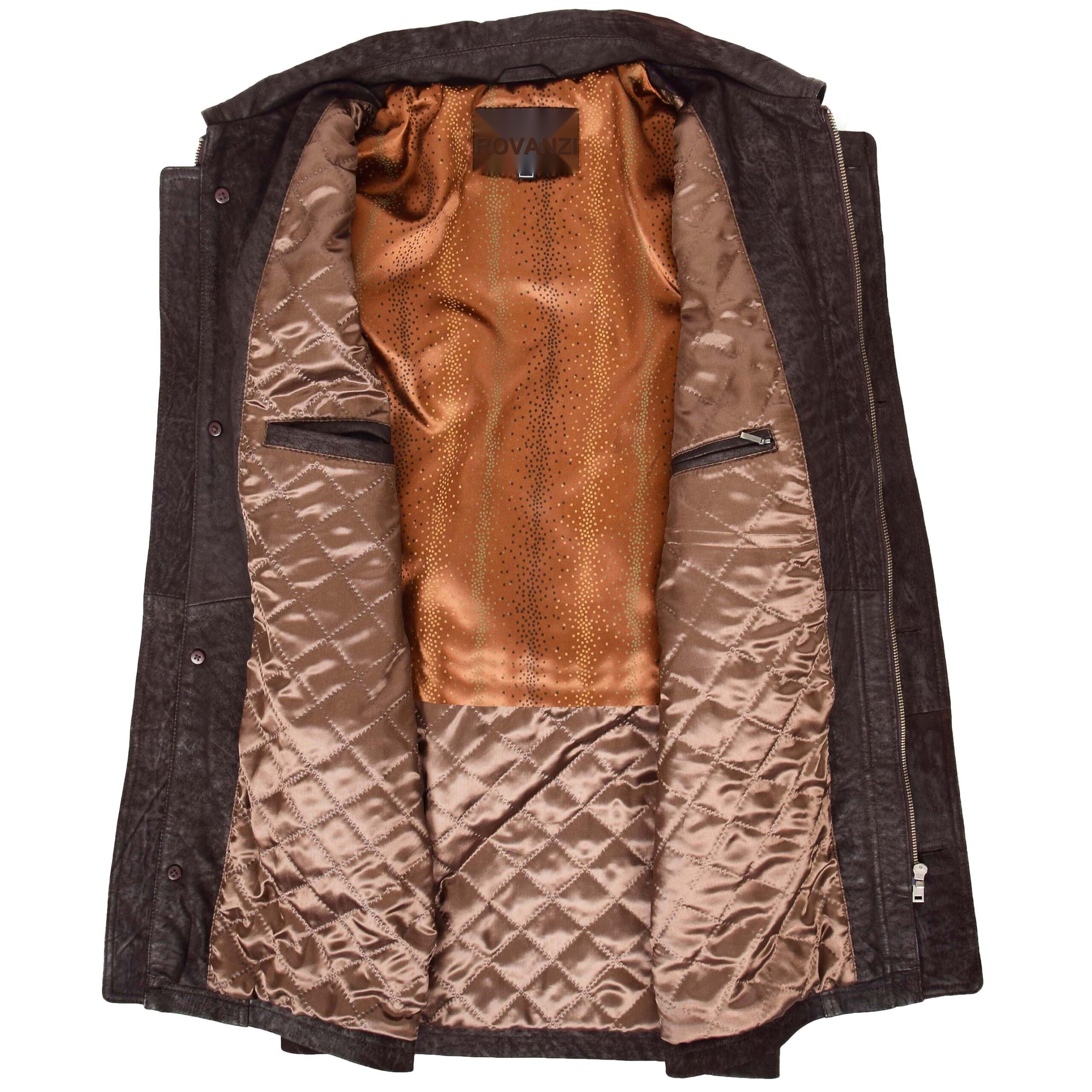 BUNERI M2 Brown Classic Leather Winter Car Coat – 6