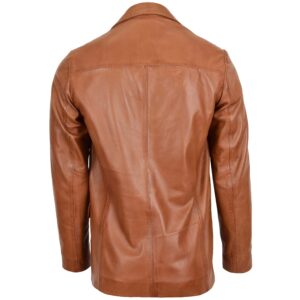 BUNERI Tan Classic Three-Button Soft Leather Blazer