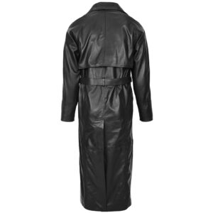 BUNERI Men’s Full-Length Double-Breasted Leather Coat