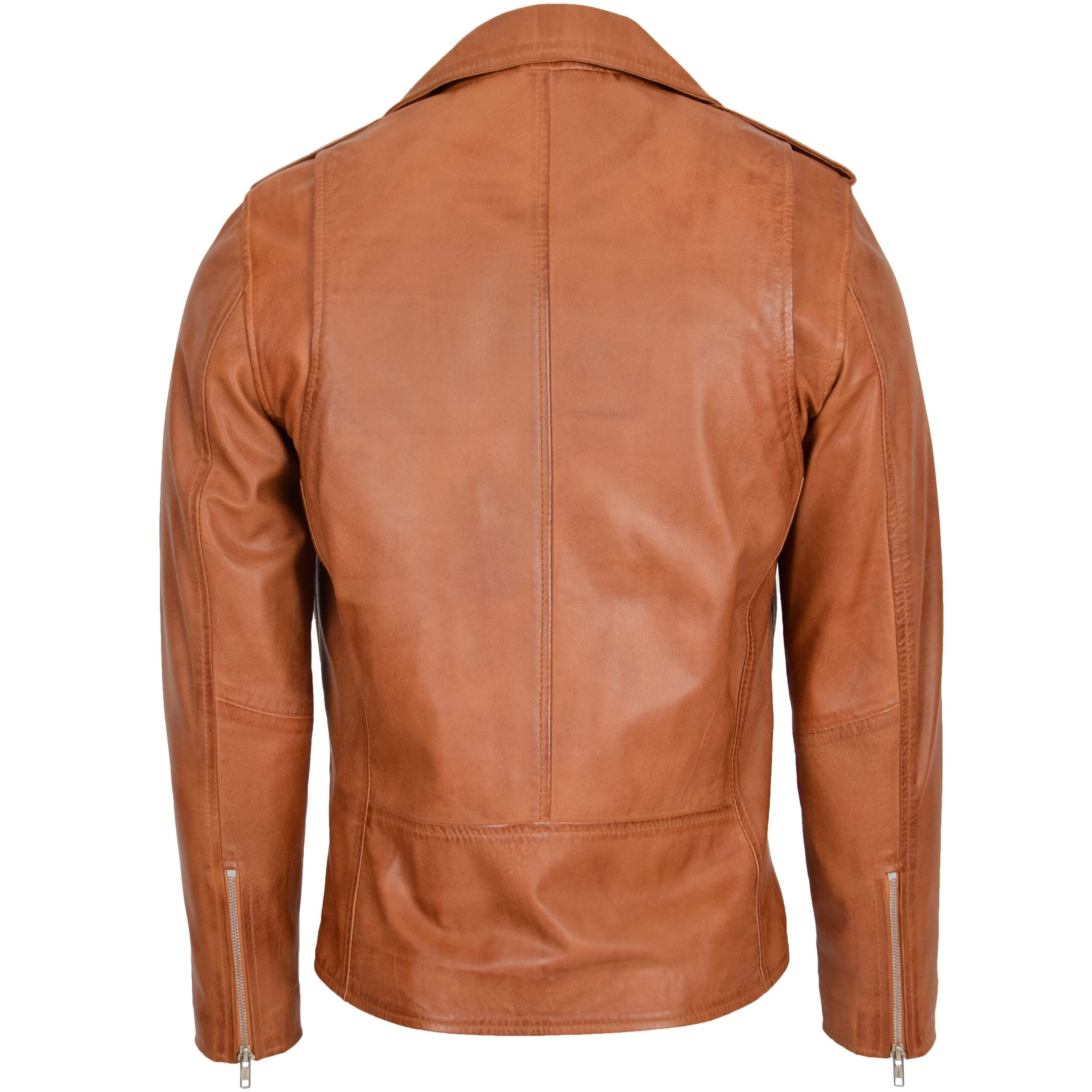 BUNERI Tan Leather Brando Style Biker Jacket – 2