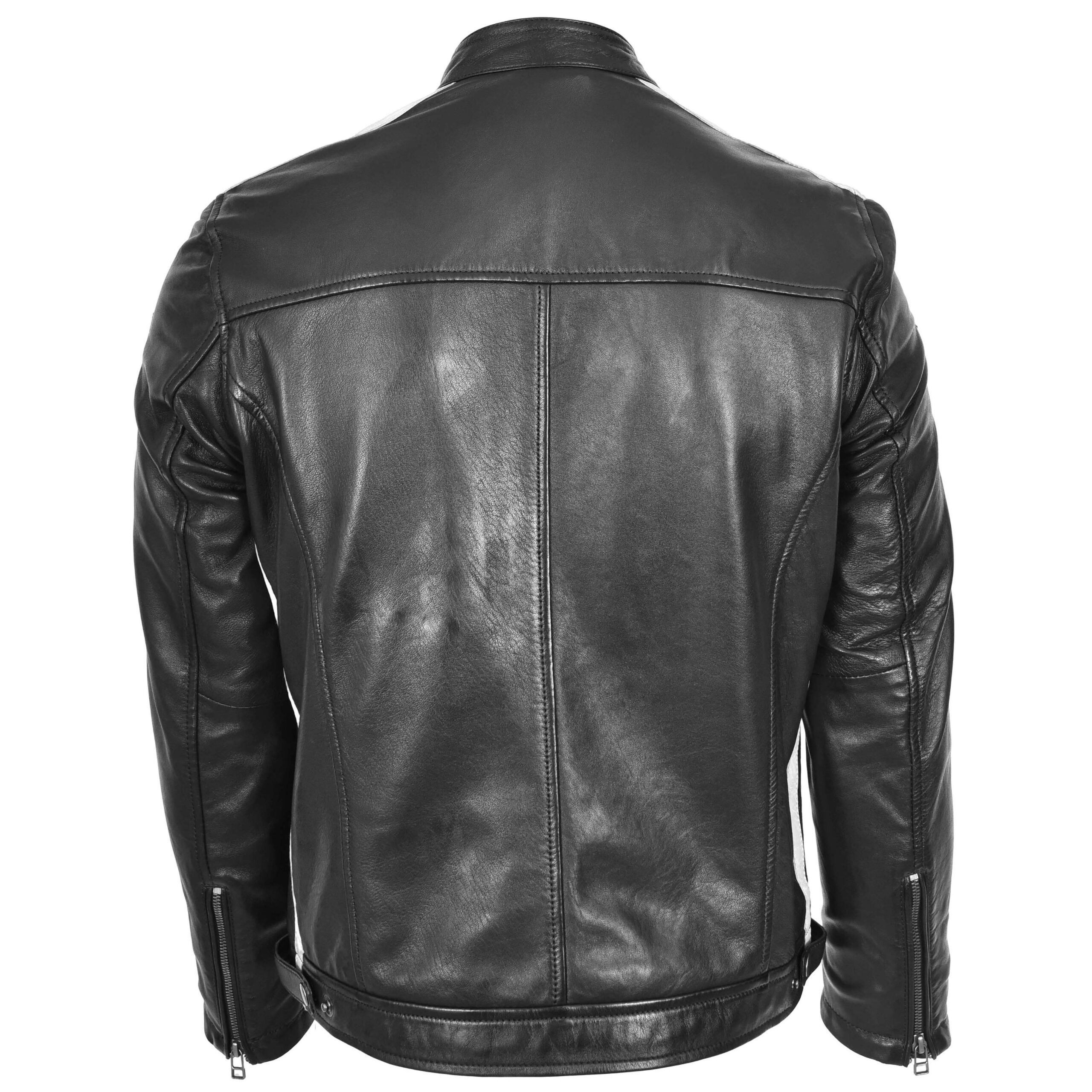 BUNERI Black Leather Biker Jacket Motorsport Logos Men – 2