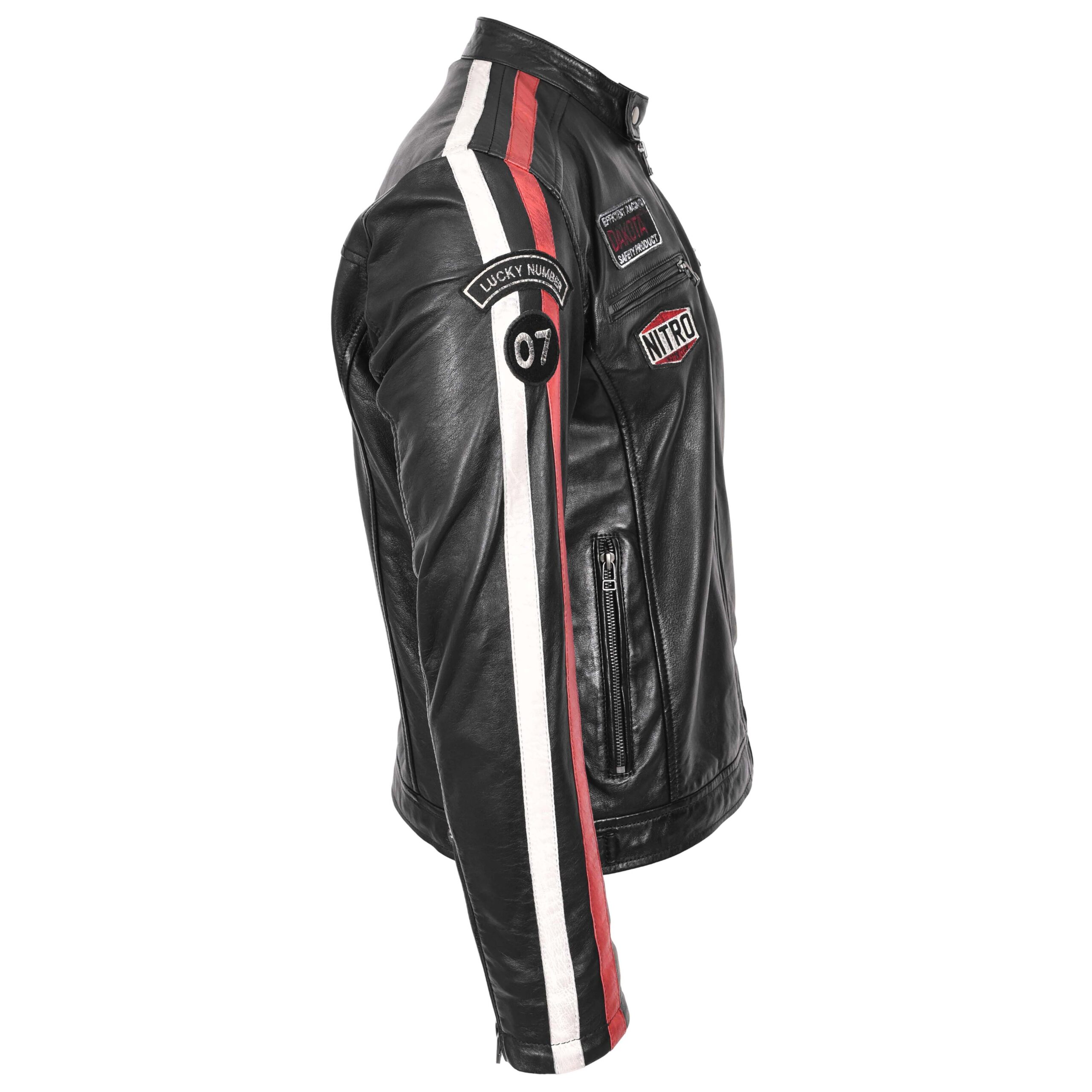 BUNERI Black Leather Biker Jacket Motorsport Logos Men – 6