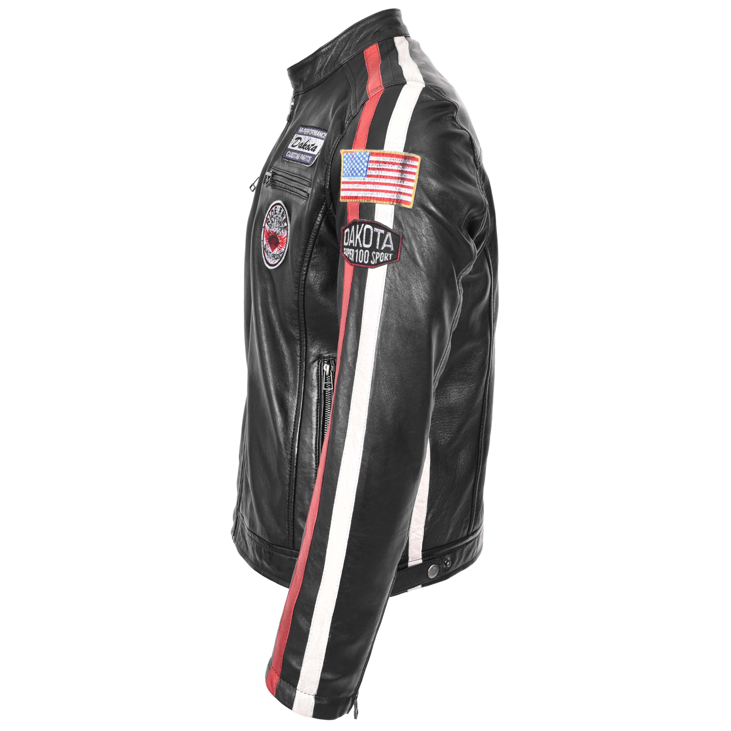 BUNERI Black Leather Biker Jacket Motorsport Logos Men – 7